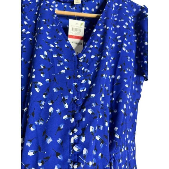 MAISON JULESPrinted Tie-Sleeve blue Blouse, Created for Macy's sz NWT SZ XS - Picture 5 of 6